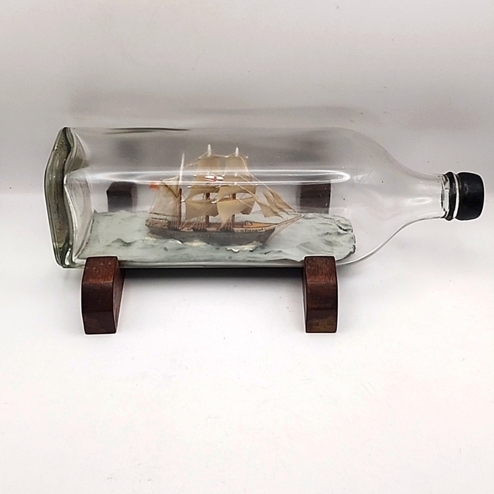 Vintage Ship in a Bottle 1840 British Whaling Ship "Diana" on Stand